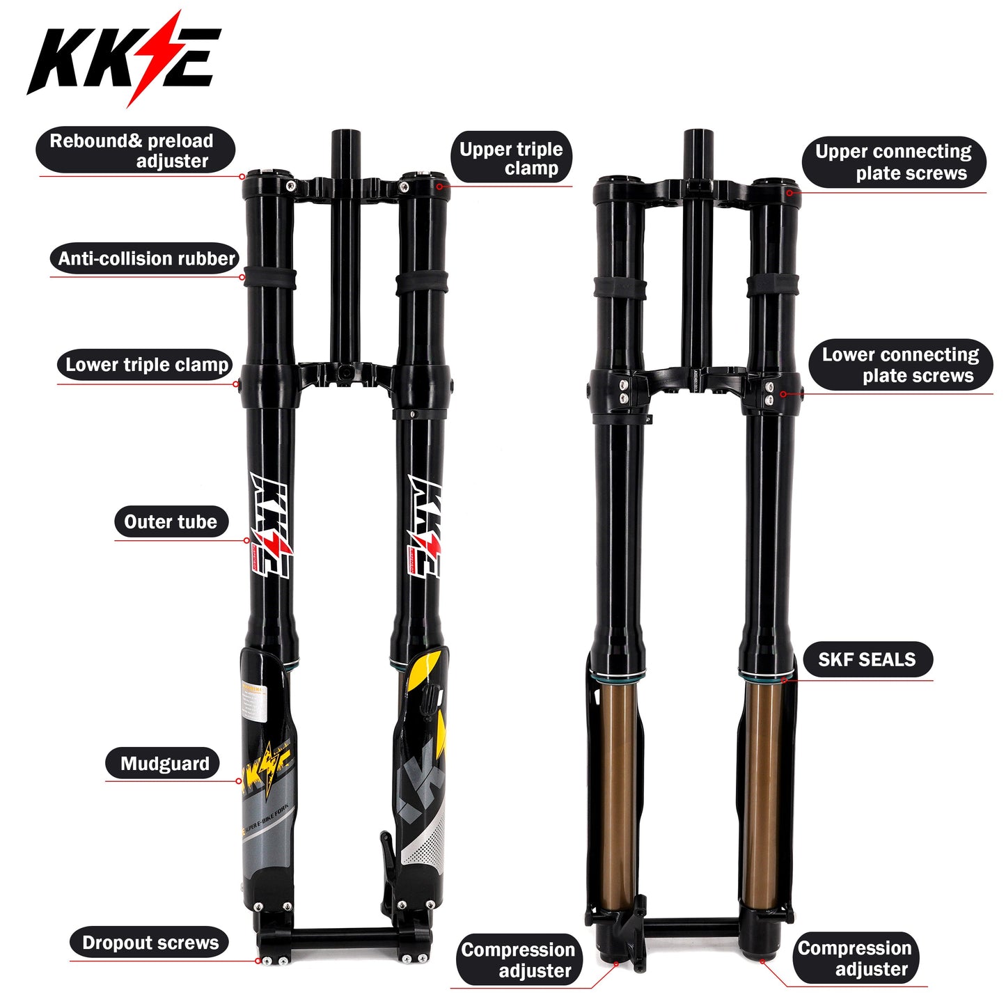 KKE 37MM Aluminum Front Fork Suspension Kit Fit SURRON Light Bee, E-Ride Pro-SS, Talaria Sting MX3/MX4/R