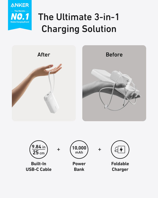 Anker Fusion Power Bank 10K, 30W | USB-C or Lightning Devices