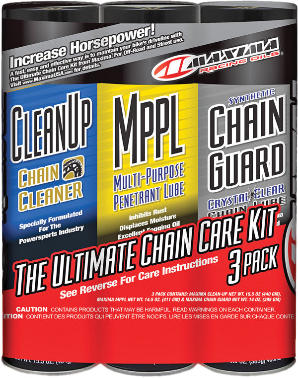 Maxima Ultimate Chain Guard Care Kit | 3-Step Chain Cleaning & Protection System | For E-Motos, Sur Ron, Talaria, ERP, and More