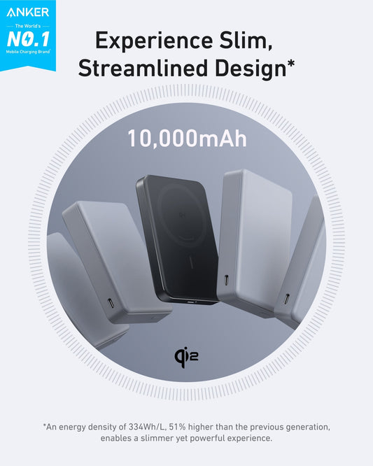 Anker MagGo Slim Power Bank 10K | iPhone & Compatible USB-C Devices