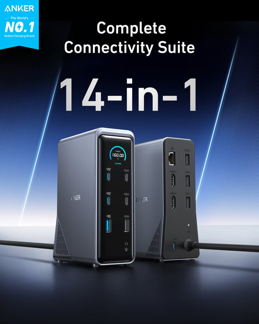 Anker Prime 14-in-1 Docking Station, 160W | Dual-Display Laptop Setups