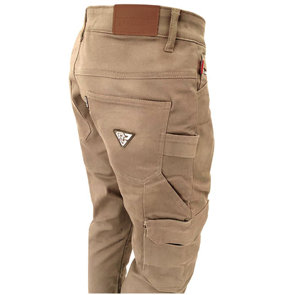Straight Leg Cargo Pants - Khaki Solid with Pads - REVRides