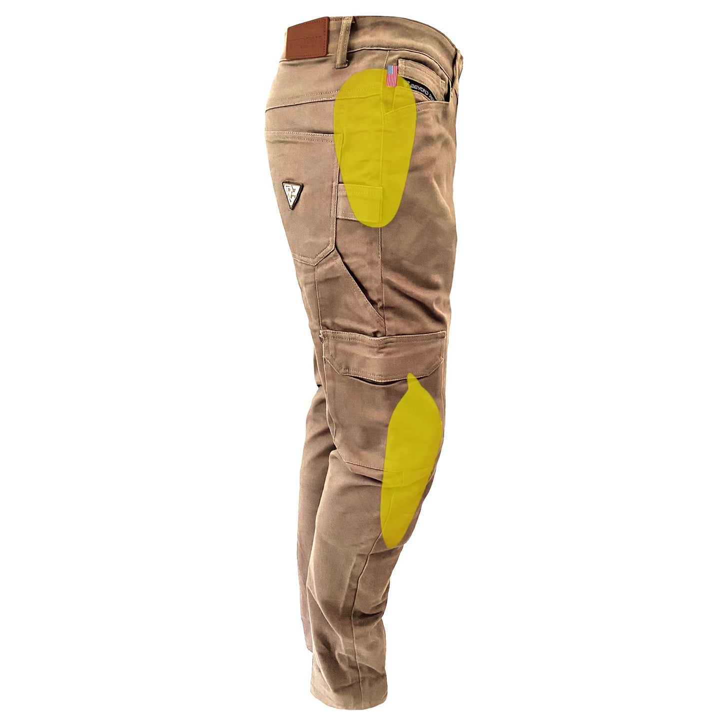 Straight Leg Cargo Pants - Khaki Solid with Pads - REVRides