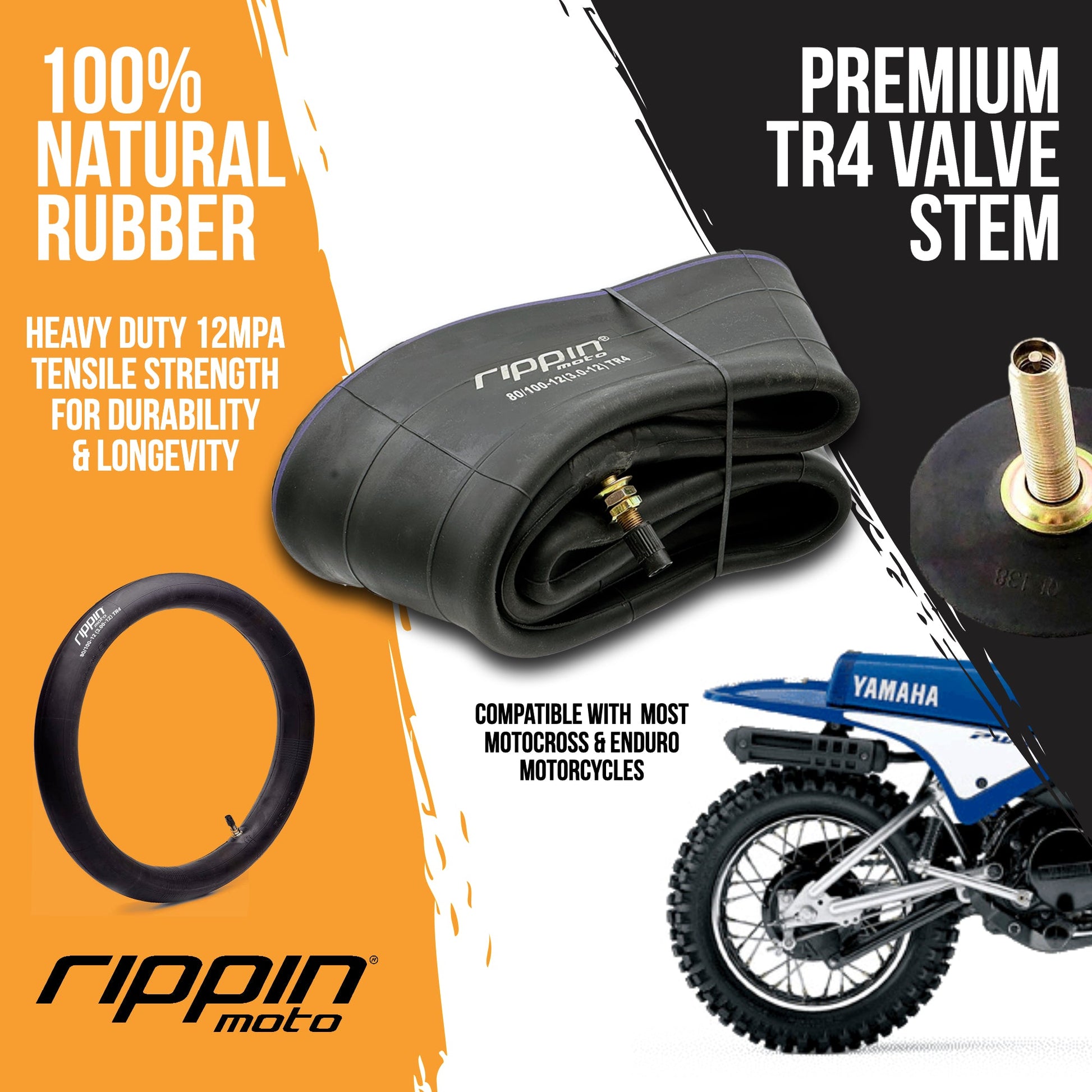80/100-12 (3.0-12) Heavy Duty Inner Tube 3mm Thick - REVRides