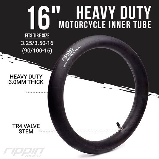 Rippin Moto 90/100-16 (3.25/3.50-16) Heavy Duty Motorcycle Inner Tube - 3mm Thick - REVRides