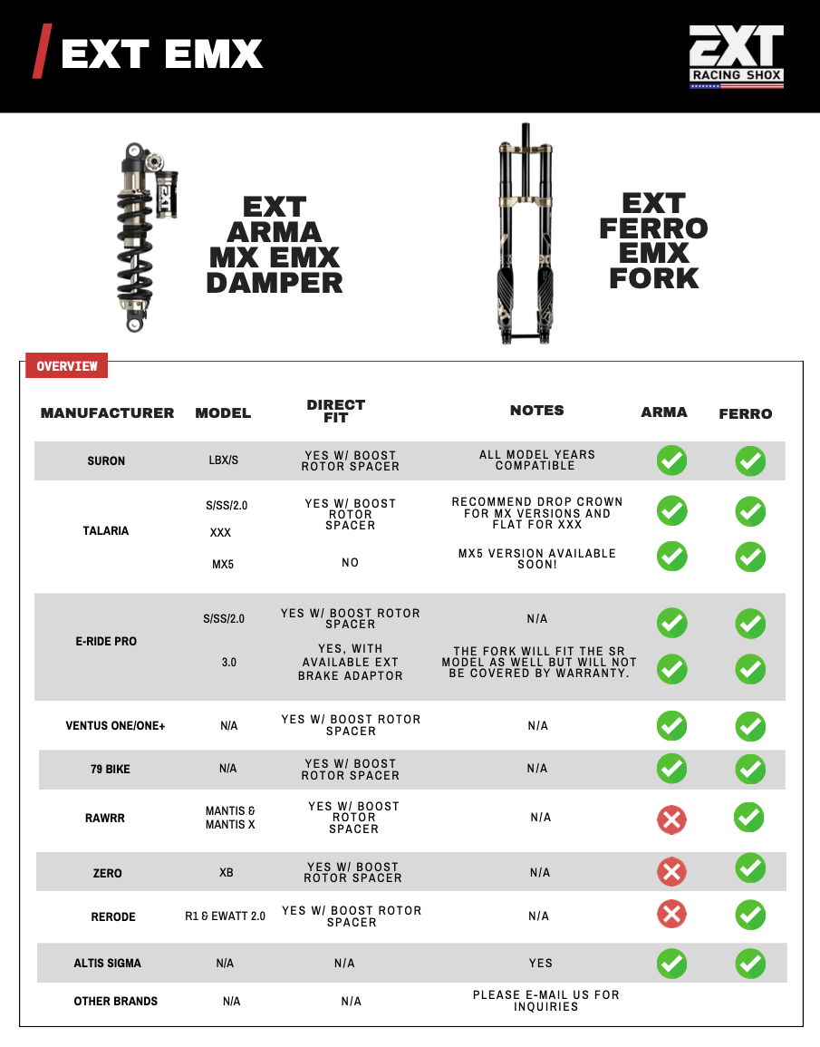 EXT Ferro E-MX Fork for Sur-Ron, Talaria, E Ride Pro, etc