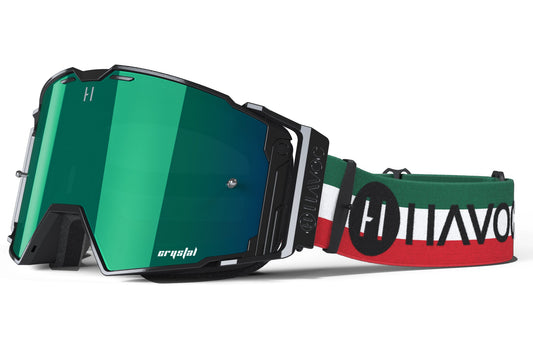 Viva Mexico Helios Goggles | Havoc Black and Green Crystal HD | Off-Road and Motocross Riders