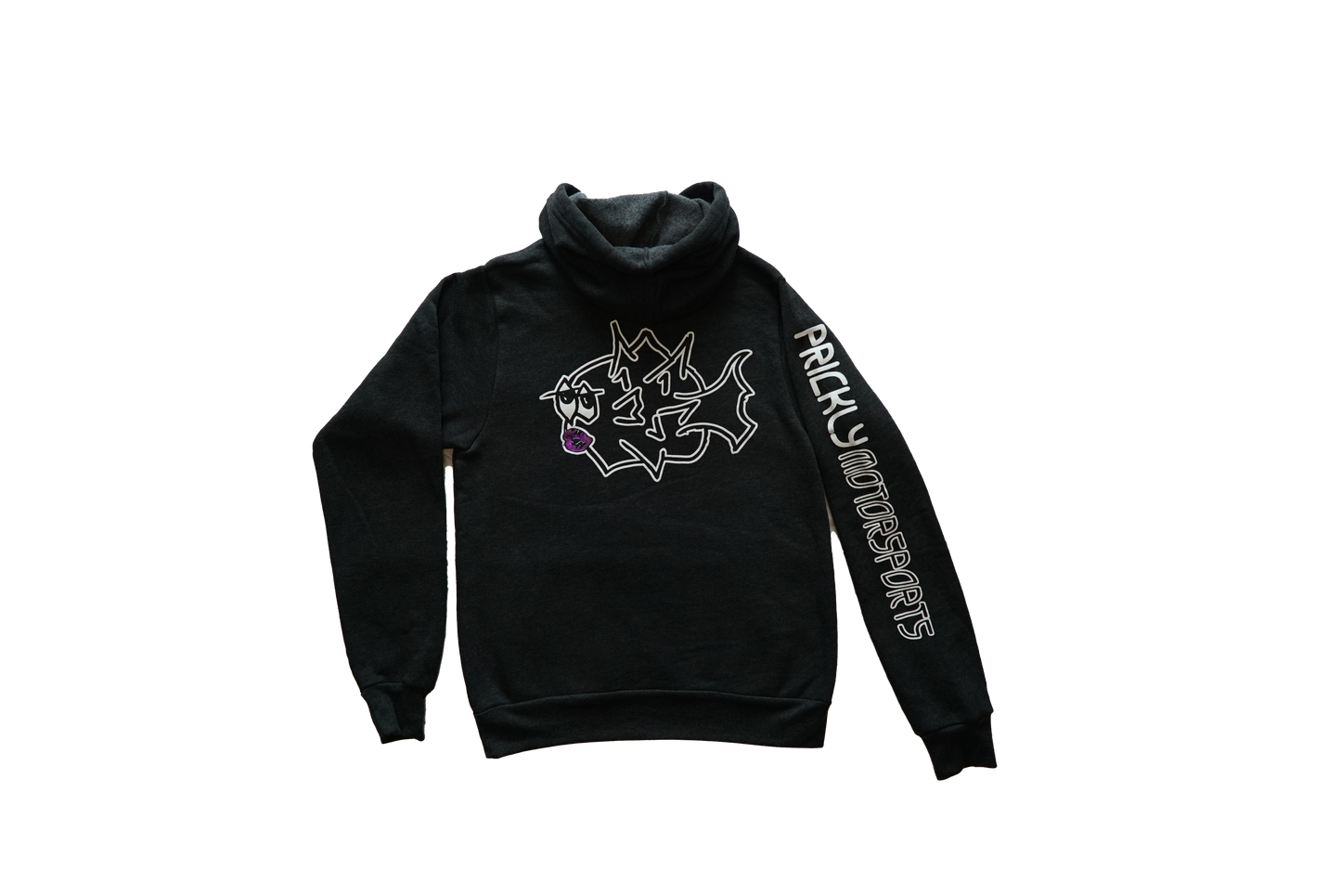 Fleece Hoodie | Prickly Sleeve Logo & Fish Back | By Prickly Motorsports