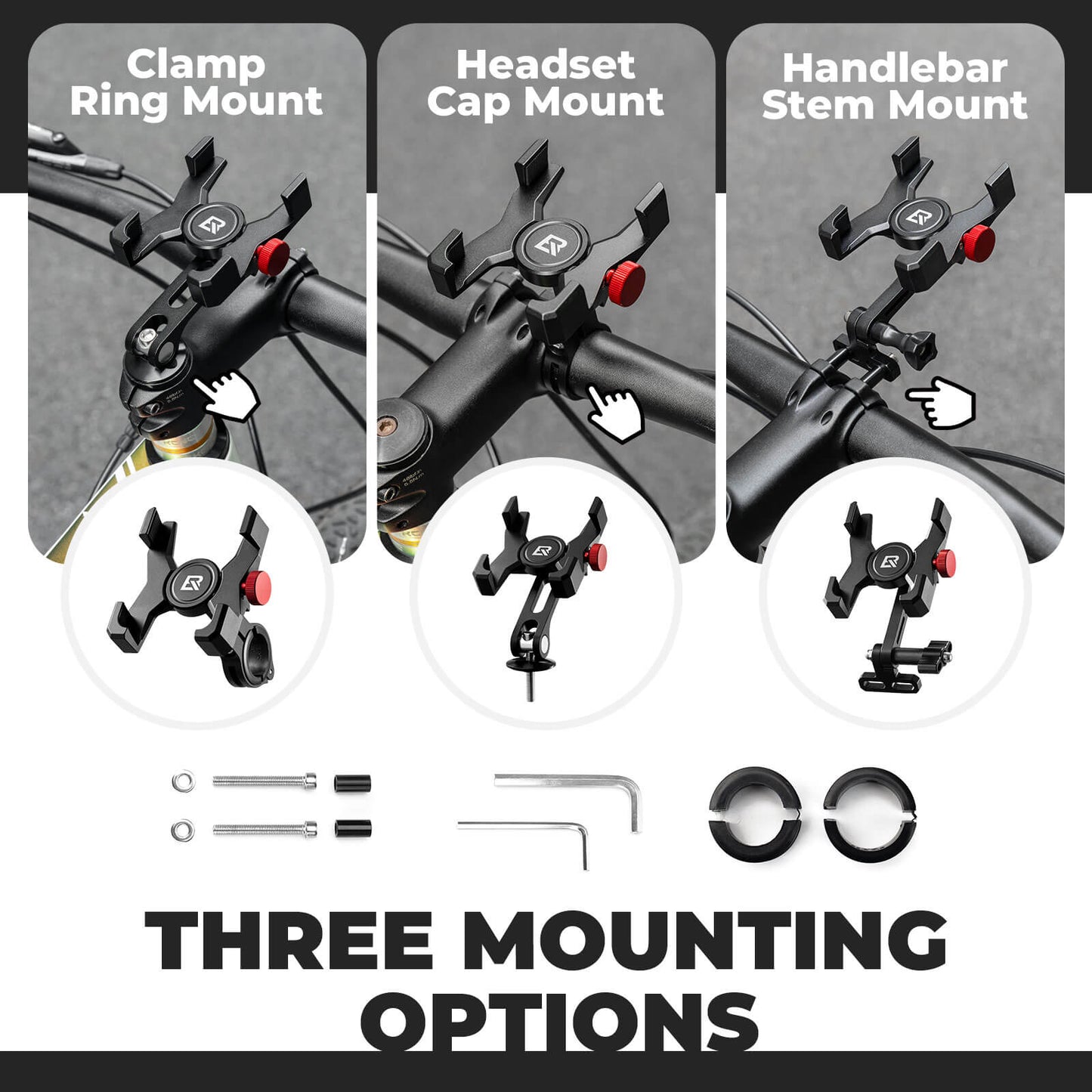 ROCKBROS Aluminum Phone Holder | Handlebar and Stem-Cap Mounts