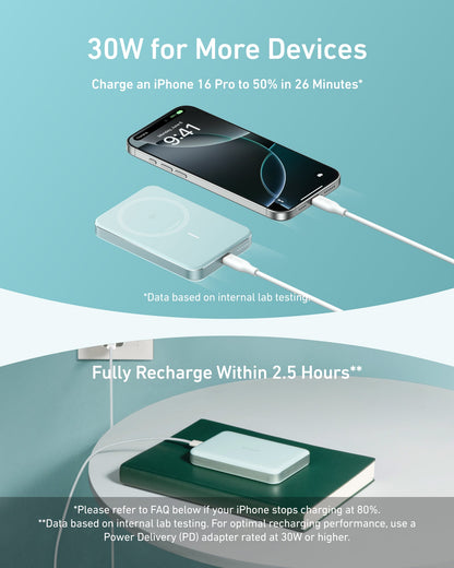 Anker MagGo Slim Power Bank 10K | iPhone & Compatible USB-C Devices