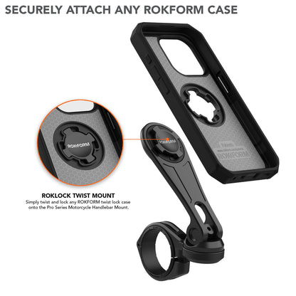 ROKFORM MOTORCYCLE HANDLEBAR PHONE MOUNT For Emoto / Ebike / Escooter