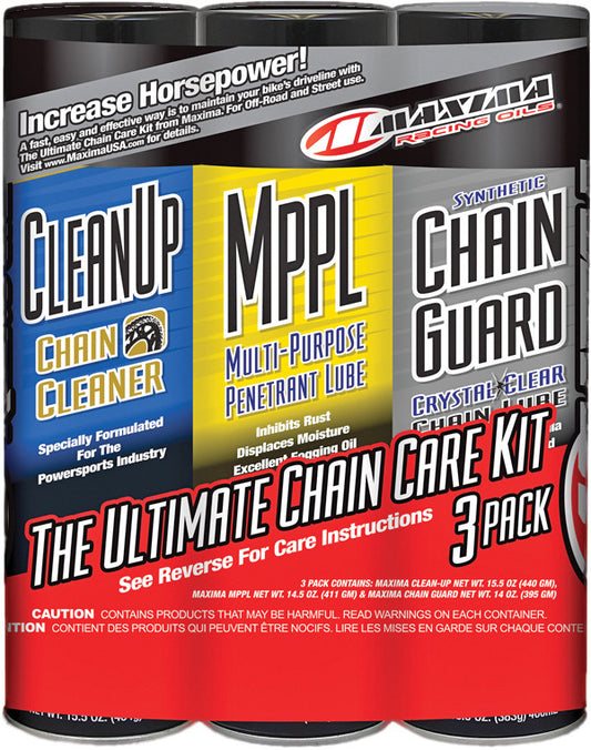 Maxima Ultimate Chain Guard Care Kit | 3-Step Chain Cleaning & Protection System | For E-Motos, Sur Ron, Talaria, ERP, and More