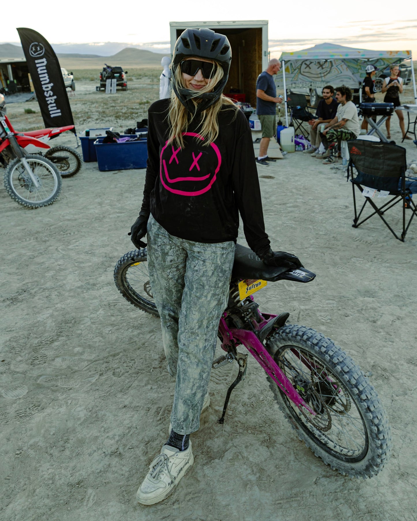 Numbskull Menace Moto/MTB Jersey 2.0: Black/Pink | Technical Riding Jersey
