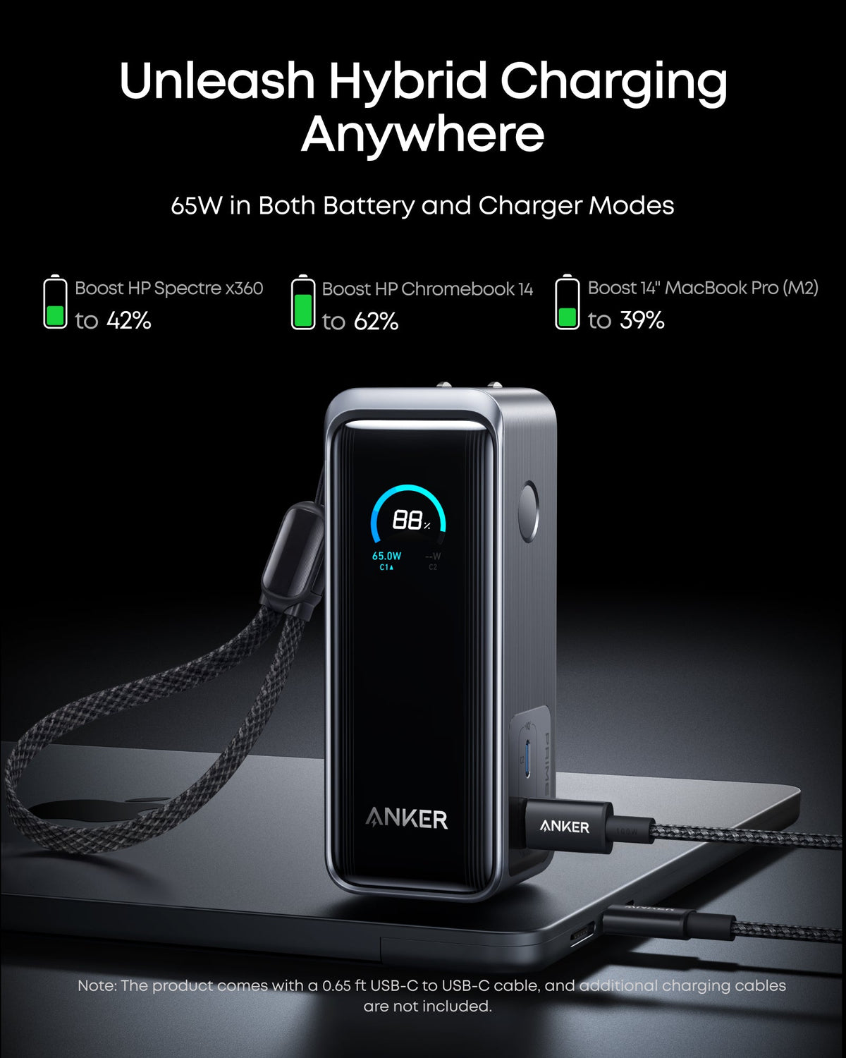 Anker Prime Fusion Power Bank 9.6K, 65W | USB-C Laptops & Devices