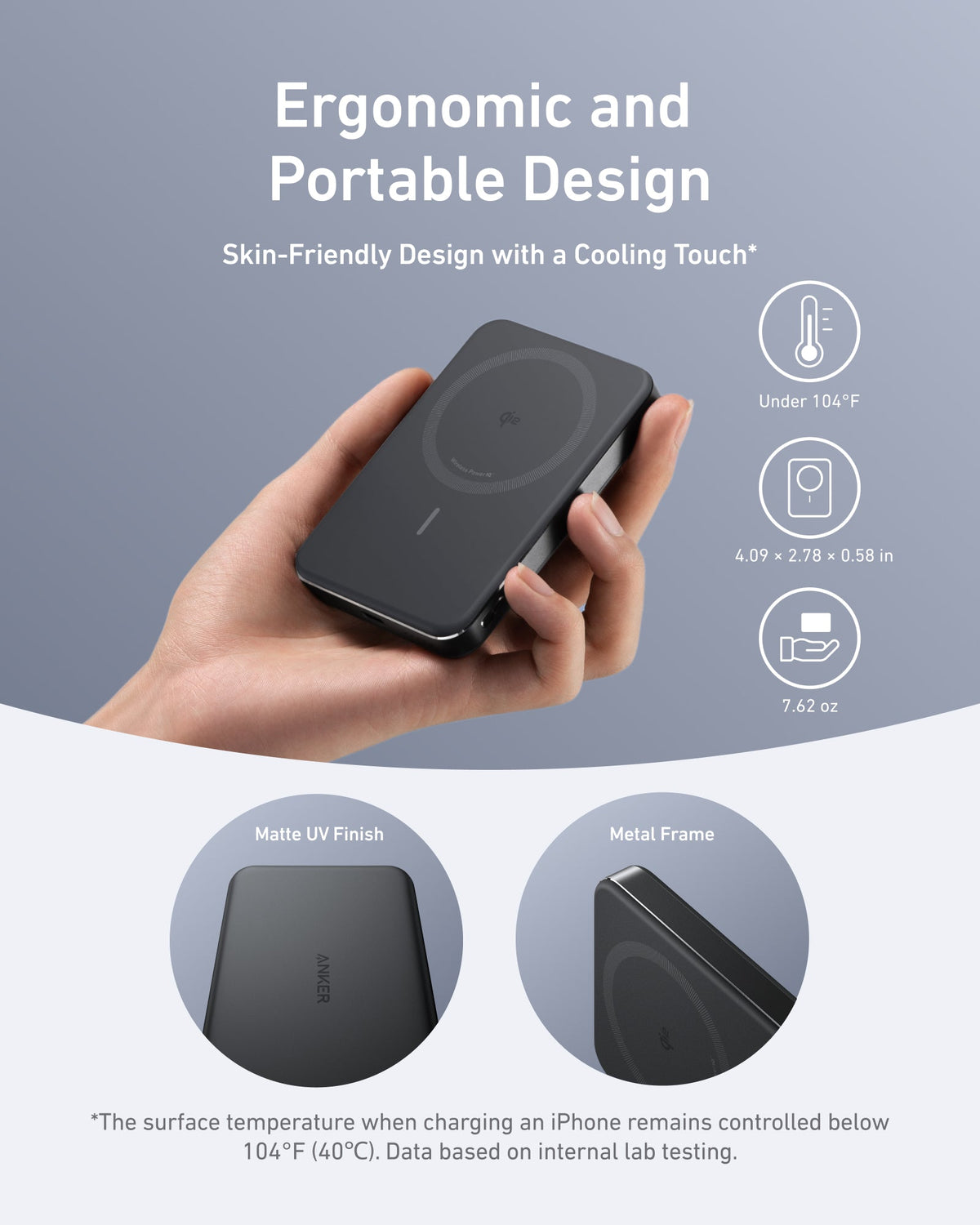 Anker MagGo Slim Power Bank 10K | iPhone & Compatible USB-C Devices