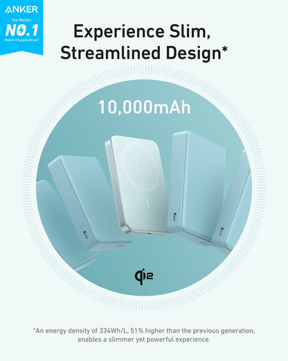 Anker MagGo Slim Power Bank 10K | iPhone & Compatible USB-C Devices
