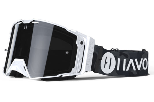 Black Camo Helios Goggles | Havoc Stealth Camo, White and Smoke | Off-Road and Motocross Riders