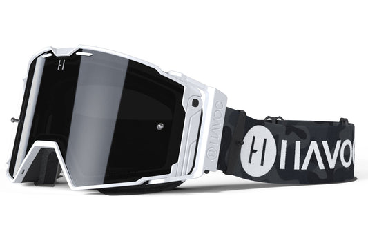 Black Camo Helios Goggles | Havoc Stealth Camo, White and Smoke | Off-Road and Motocross Riders