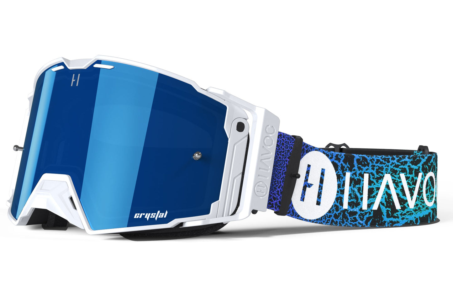 Blue Dragon Helios Goggles | Havoc White and Blue | Off-Road and Motocross Riders
