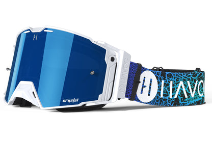 Blue Dragon Helios Goggles | Havoc White and Blue | Off-Road and Motocross Riders