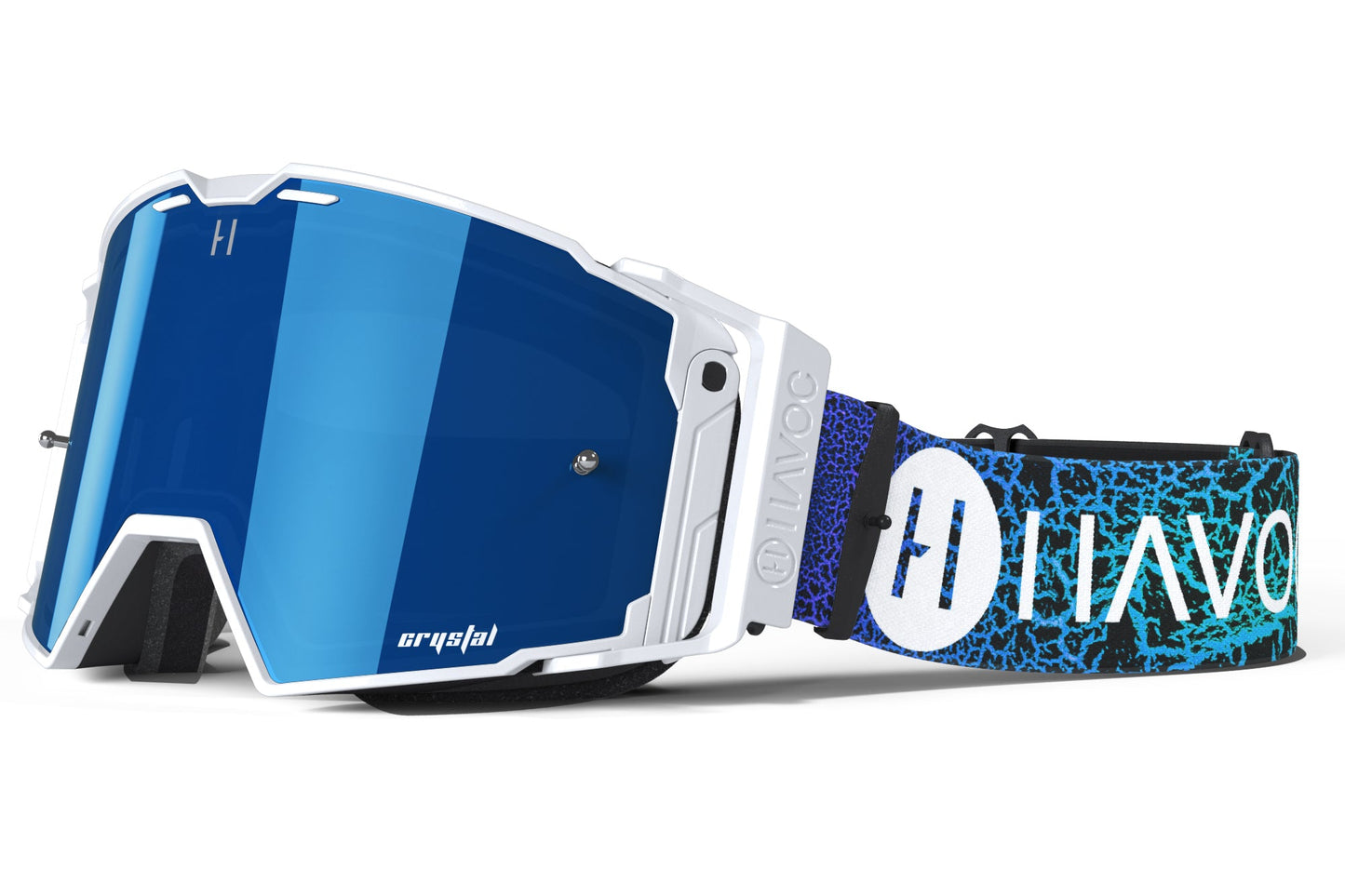 Blue Dragon Helios Goggles | Havoc White and Blue | Off-Road and Motocross Riders
