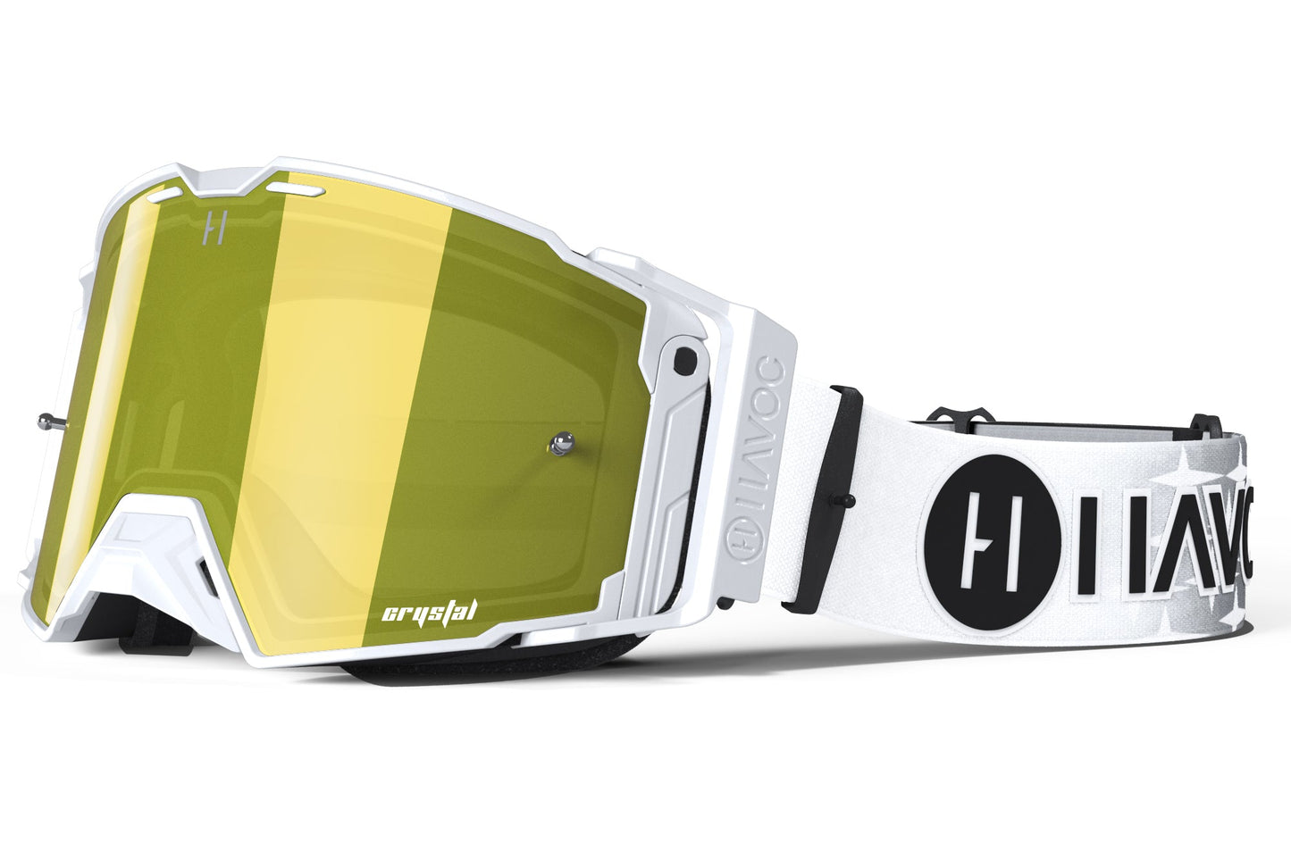 Helios Goggles | Havoc x Buttery Films White and Gold Crystal | Off-Road and Motocross Riders