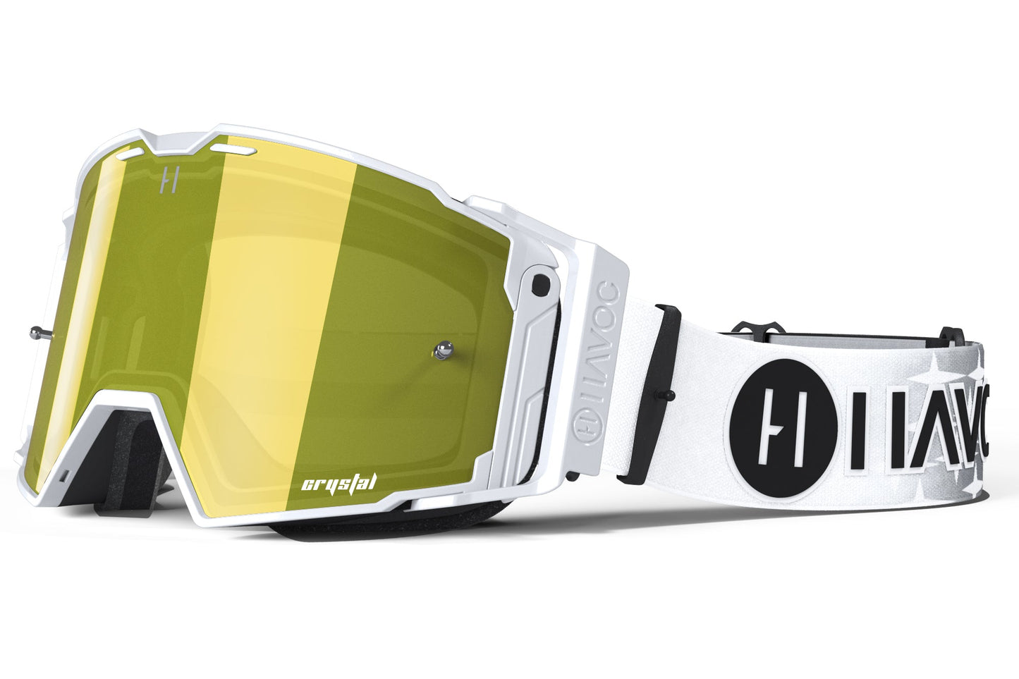Helios Goggles | Havoc x Buttery Films White and Gold Crystal | Off-Road and Motocross Riders
