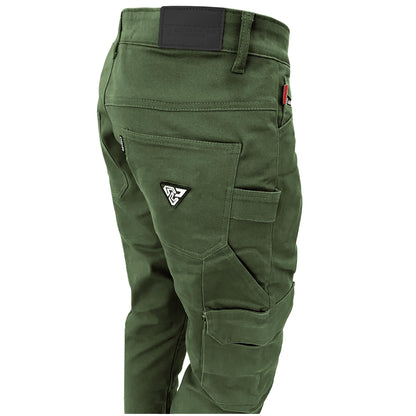 Straight Leg Cargo Pants - Army Green with Pads - REVRides