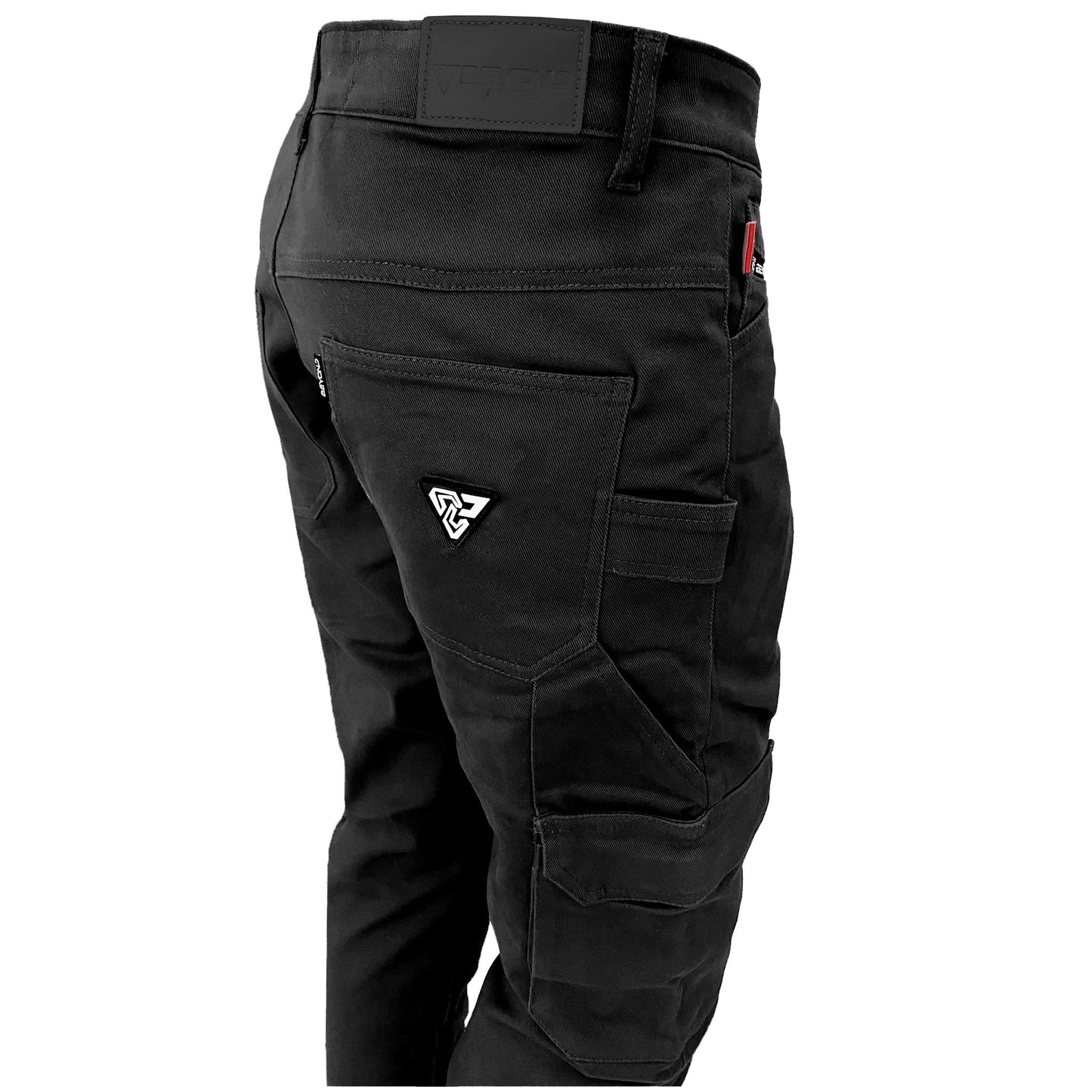 Straight Leg Cargo Pants - Black with Pads - REVRides