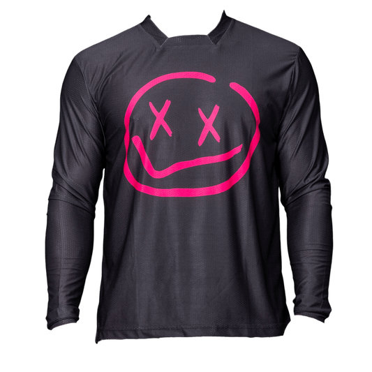 Numbskull Menace Moto/MTB Jersey 2.0: Black/Pink | Technical Riding Jersey