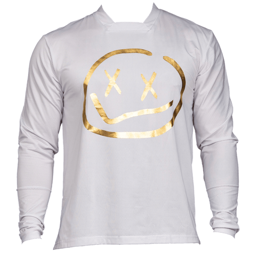 Numbskull Menace Moto/MTB Jersey 2.0: White/Gold | Technical Riding Jersey