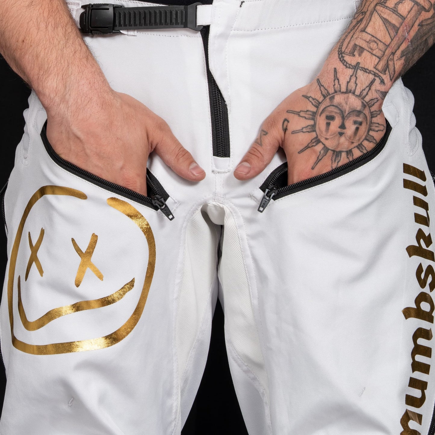 Numbskull Menace Moto Pant 2.0: White/Gold | Technical Riding Pants