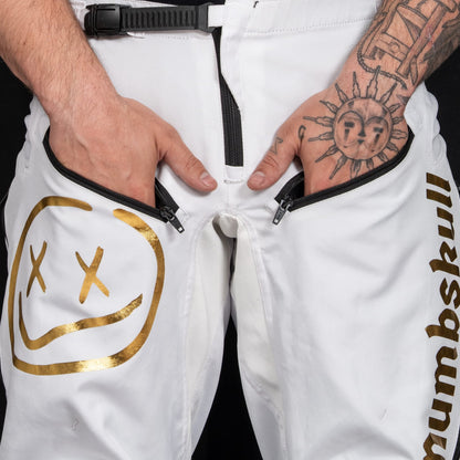 Numbskull Menace Moto Pant 2.0: White/Gold | Technical Riding Pants