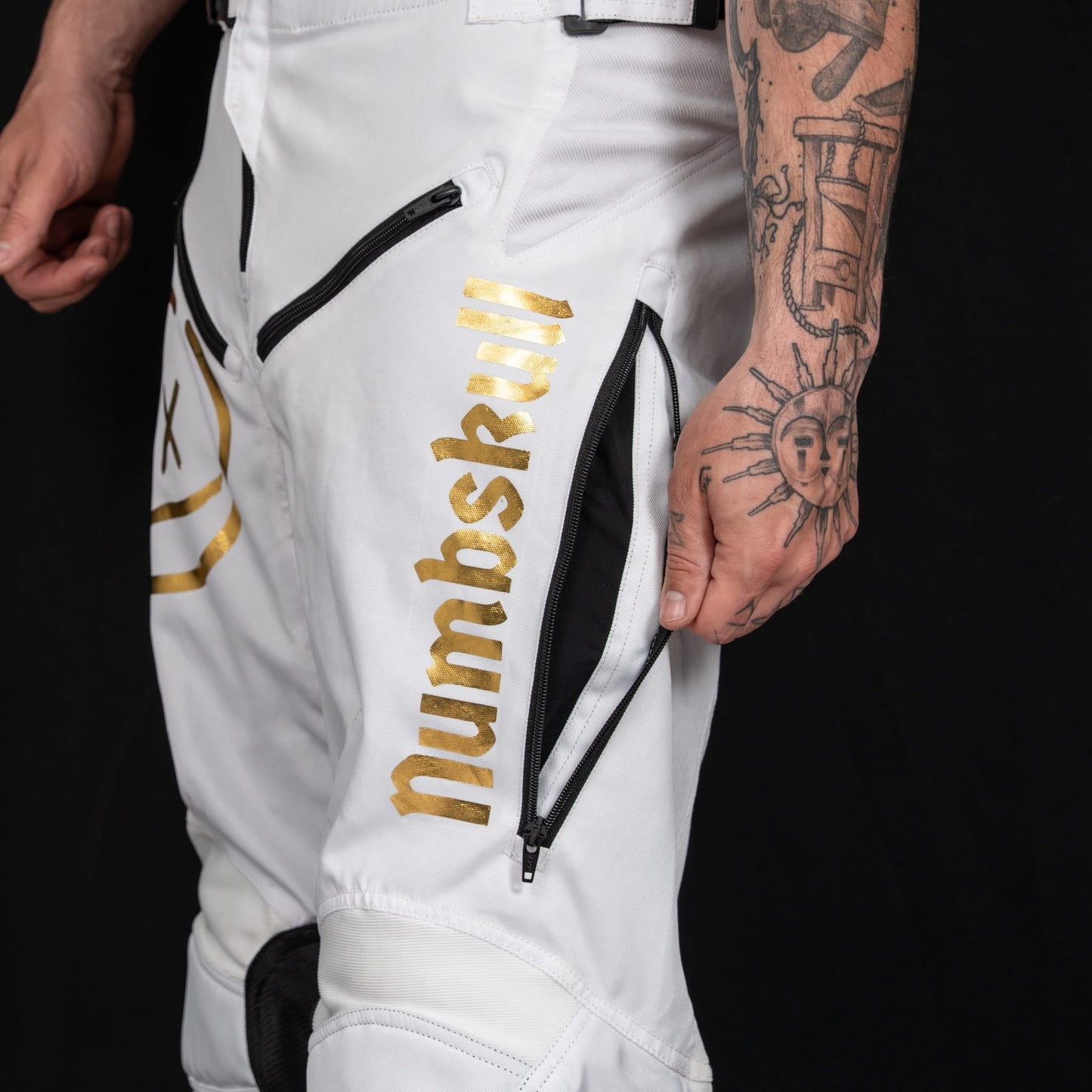 Numbskull Menace Moto Pant 2.0: White/Gold | Technical Riding Pants