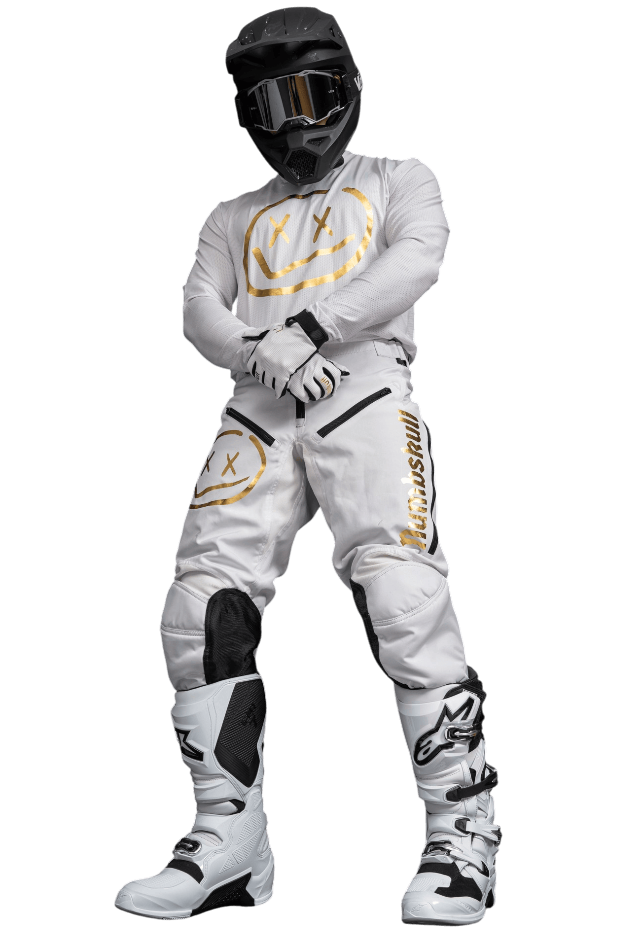 Numbskull Menace Moto Pant 2.0: White/Gold | Technical Riding Pants