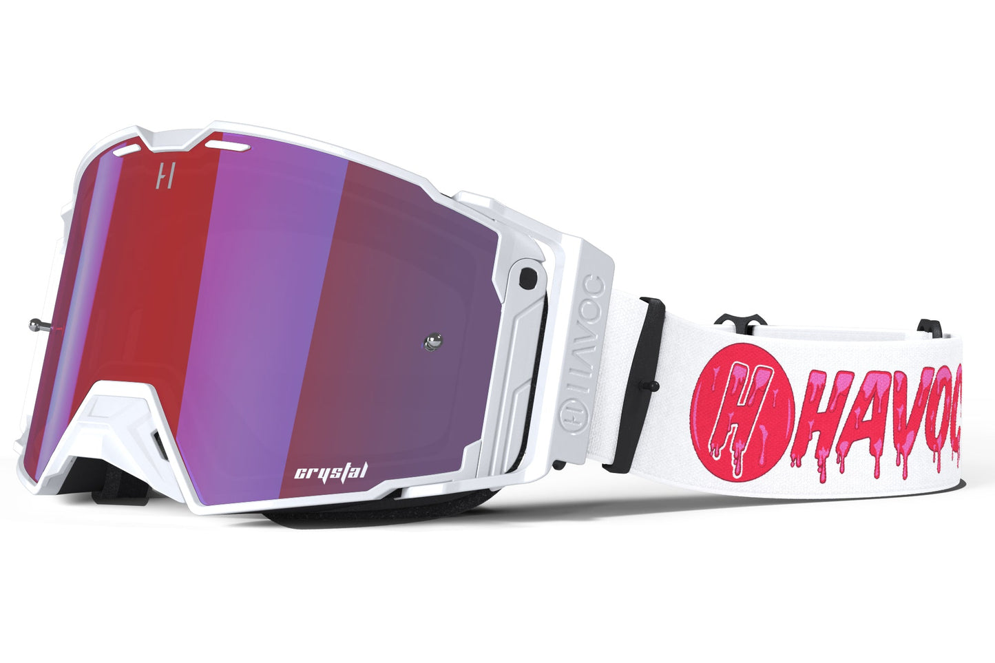 Drip Helios Goggles | Havoc White and Rose Crystal HD | Off-Road and Motocross Riders