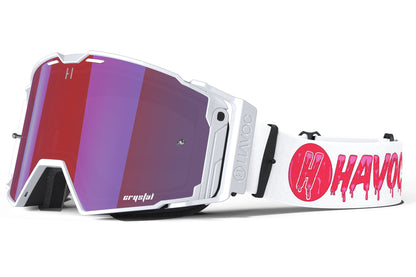 Drip Helios Goggles | Havoc White and Rose Crystal HD | Off-Road and Motocross Riders