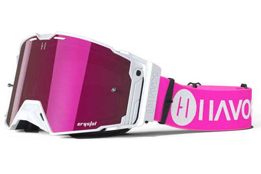 Flamingo Helios Goggles | Havoc Pink Crystal HD and White | Off-Road and Motocross Riders