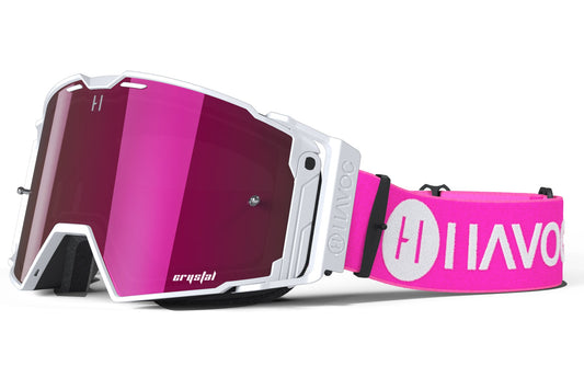 Flamingo Helios Goggles | Havoc Pink Crystal HD and White | Off-Road and Motocross Riders