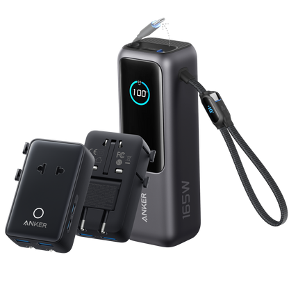 Anker Laptop Power Bank 25K, 165W with Built-In Cables | Laptops & Ride-Day Electronics