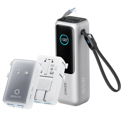 Anker Laptop Power Bank 25K, 165W with Built-In Cables | Laptops & Ride-Day Electronics