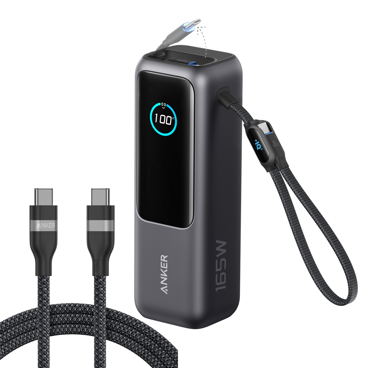 Anker Laptop Power Bank 25K, 165W with Built-In Cables | Laptops & Ride-Day Electronics
