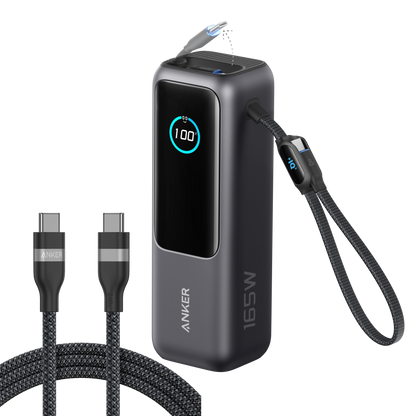 Anker Laptop Power Bank 25K, 165W with Built-In Cables | Laptops & Ride-Day Electronics