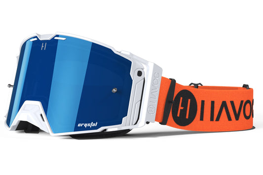 Framework Helios Goggles | Havoc Orange, White and Blue Crystal HD | Off-Road and Motocross Riders