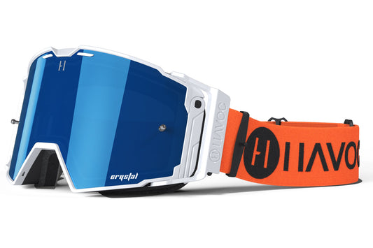 Framework Helios Goggles | Havoc Orange, White and Blue Crystal HD | Off-Road and Motocross Riders