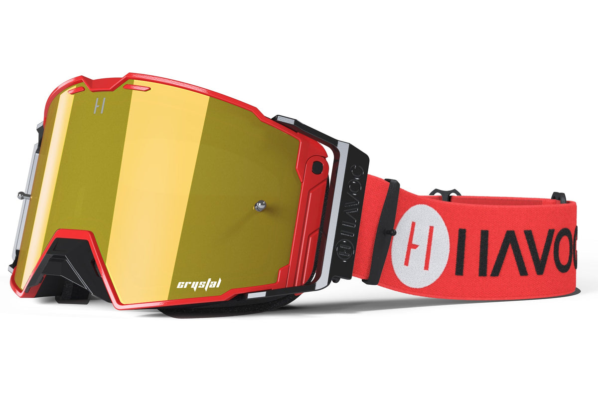 Hellfire Helios Goggles | Havoc Red and Gold Crystal HD | Off-Road and Motocross Riders