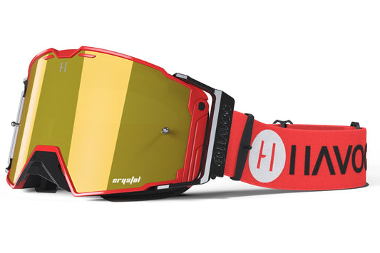 Hellfire Helios Goggles | Havoc Red and Gold Crystal HD | Off-Road and Motocross Riders