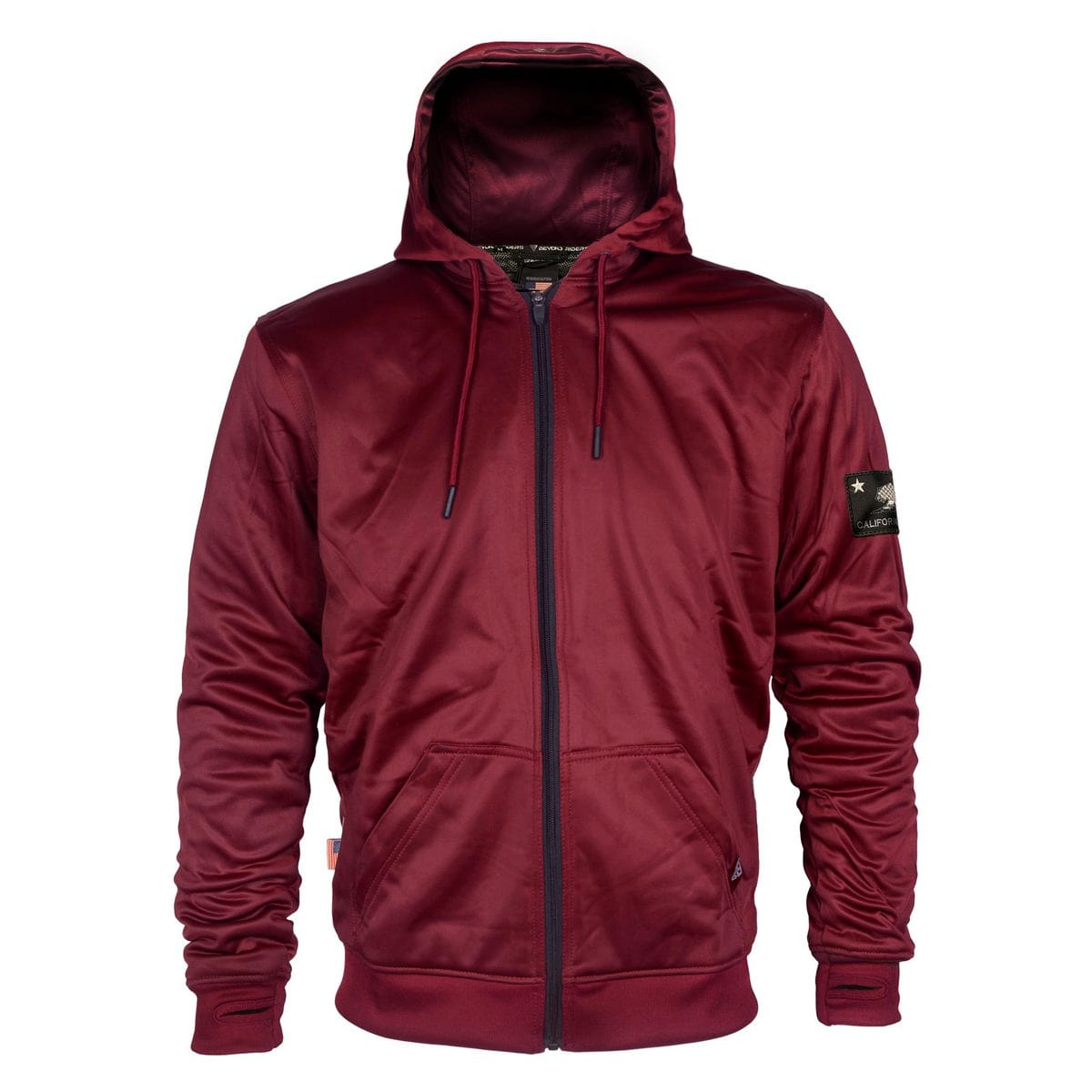 Red Maroon Solid Ultra Protective Hoodie with Pads - REVRides