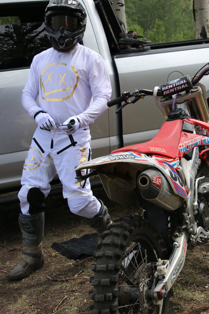 Numbskull Menace Moto Pant 2.0: White/Gold | Technical Riding Pants