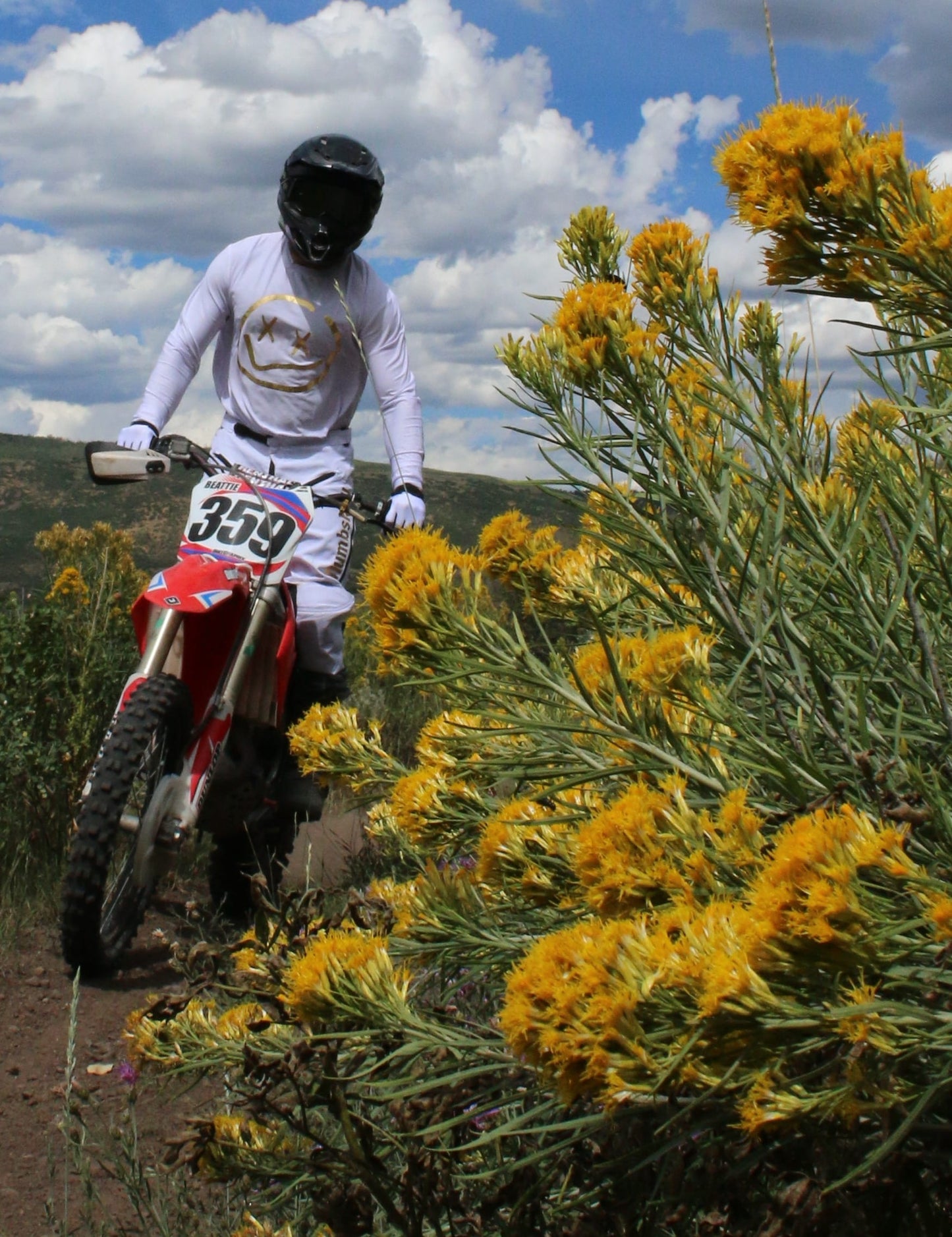 Numbskull Menace Moto/MTB Jersey 2.0: White/Gold | Technical Riding Jersey